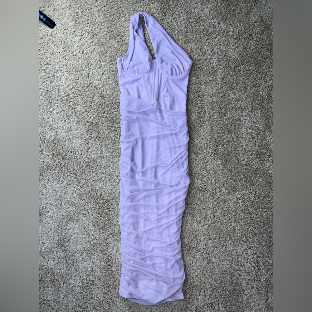 Purple One Shoulder Ruched Bodycon Cutout Dress